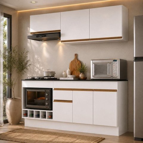 Cozinha Completa Veneza 6 Portas 1 Gaveta 190cm Branco Multimóveis