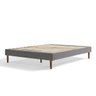 Base Cama King Luuna Mérida, Madeira e Tecido Cinza 193cm X 203cm - 1