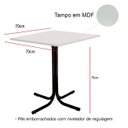Ver imagem 4 de Mesa de Jantar Quadrada 70cm Preta Tampo Branco com 4 Cadeiras Estofada Preta Encosto Madeira Urban