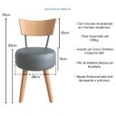 Ver imagem 5 de Mesa de Jantar Quadrada 70cm Preta Tampo Branco com 4 Cadeiras Estofada Preta Encosto Madeira Urban