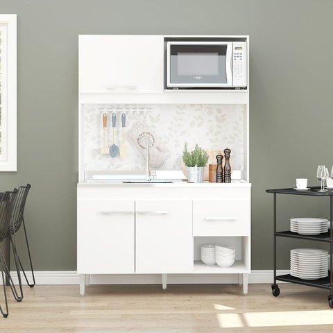 Cozinha Compacta 123 X 188 Cm Nicho Forno Mdp Branco 0336 Prime