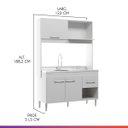 Ver imagem 3 de Cozinha Compacta 123 X 188 Cm Nicho Forno Mdp Branco 0336 Prime