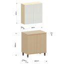 Ver imagem 4 de Kit Armário Aéreo e Balcão 2 Portas 80 Cm Aurora Cinza Cristal Pet/carvalho