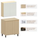Ver imagem 2 de Kit Armário Aéreo e Balcão 2 Portas 80 Cm Aurora Cinza Cristal Pet/carvalho