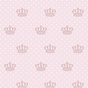 Papel de Parede Infantil Bolinha e Coroa Rosa Branco Adesivo Resistente 3m