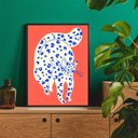Ver imagem 1 de Quadro Decorativo Abstrato Gato Laranja 24x18cm - com Vidro:madeira Branca