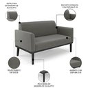 Ver imagem 4 de Sofá Namoradeira e 2 Poltronas Base Madeira Preto Maressa Suede Grafite - Ibiza