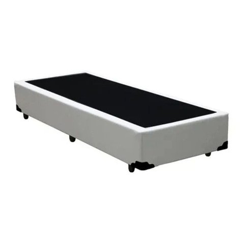 Cama Box Solteiro Homequeen Estrutura em Madeira Sintético Branco