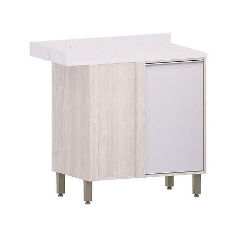 Balcão de Canto Reto de Cozinha com Tampo 95cm 1 Porta Art L Pátina-cinza Cristal