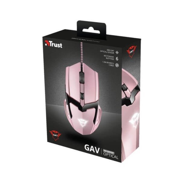 Mouse Gamer Led Gxt 101p Gav Trust Pink Rosa 4800dpi Com 6 Botões - 6