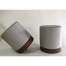 Kit 02 Puffs Linho Cinza Claro Madeirado - 1