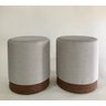Kit 02 Puffs Linho Cinza Claro Madeirado - 2