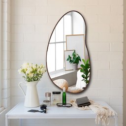 Espelho Decorativo Orgânico 01 com Moldura Lâmina de Madeira - 1