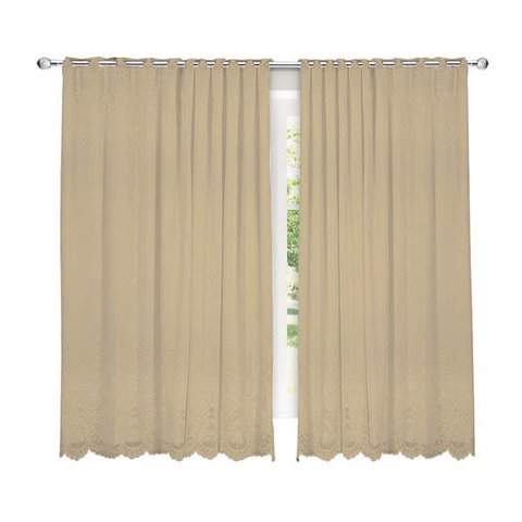 Cortina Para Sala Quarto Escritório Renda Caqui 2,00x1,80m Com Passante