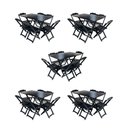 Ver imagem 1 de Kit 5 Conjuntos De Mesa Dobravel Com 6 Cadeiras De Madeira 120X70 Para Restaurante E Bar - Preto
