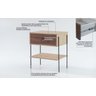 MESINHA DE APOIO LATERAL COM 1 GAVETA NASH MDF CARVALHO COM PAU FERRO E PÉS METAL 52X37X60 CM - 3