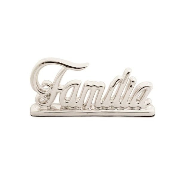 Palavra Família prata em cerâmica 26x11x5 cm - 1