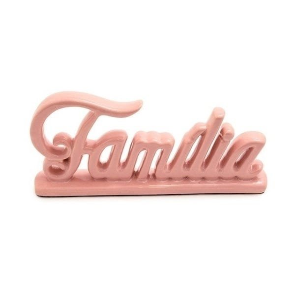 Palavra Família rosa em cerâmica 27x12x4 cm - 2
