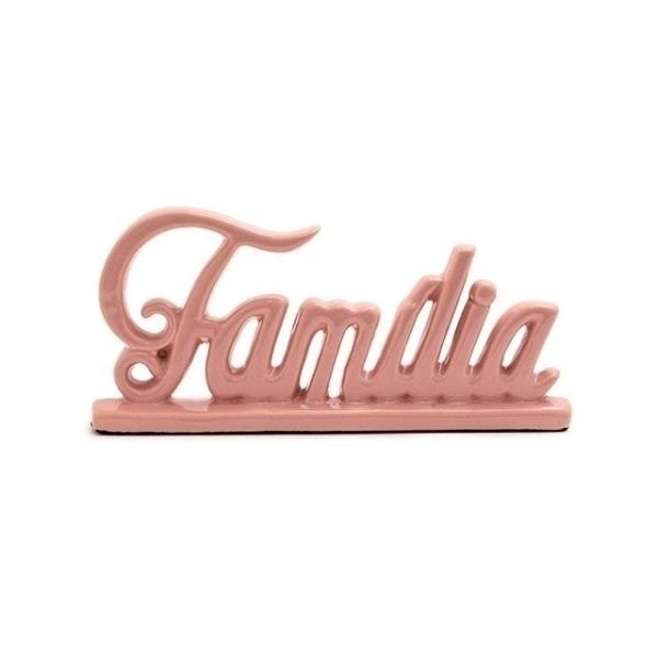 Palavra Família rosa em cerâmica 27x12x4 cm - 1