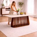 Ver imagem 5 de Mesa para Sala de Jantar 220cm Tampo de Vidro Pitanga Natuame Madeira Off White