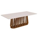 Ver imagem 1 de Mesa para Sala de Jantar 220cm Tampo de Vidro Pitanga Natuame Madeira Off White