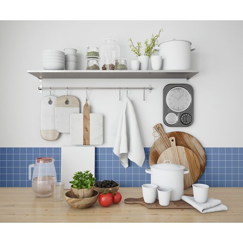 Papel de Parede Adesivo Azulejo Pastilha Azul Cozinha 2,80m