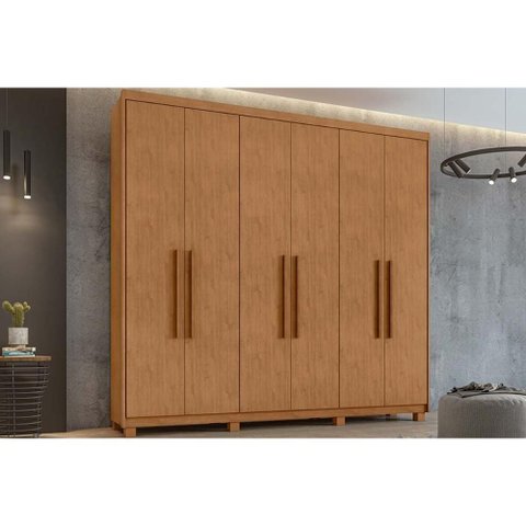 Guarda Roupa 6 Portas 5 Gav c/Pés Áries Lopas Amêndoa