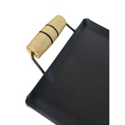 Chapa para Lanches Bifeteira em Aço Carbono Resistente com Alças Madeira 42x22cm para Fogão Fogareir - 6