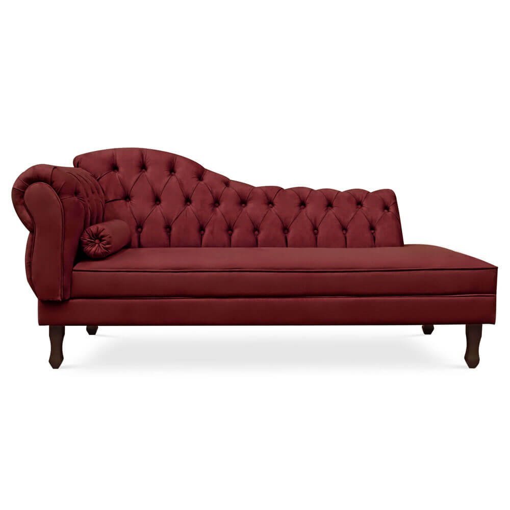 Divã Recamier Namoradeira Larissa 185cm com Capitonê - Direita Suede:vinho