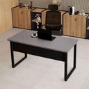 Ver imagem 5 de Mesa Escritório Retangular F5 Office Industrial sem Gavetas MDF 140cm Cinza Sagrado com Preto