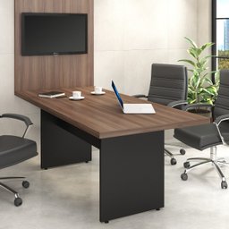Mesa para Reunião Tampo 40mm - L2.00x P900 com Painel Tv - 1