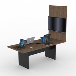 Mesa para Reunião Tampo 40mm - L2.00x P900 com Painel Tv com Caixa de Tomada Atacadão Dos Móveis - 2