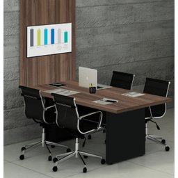Mesa para Reunião Tampo 40mm - L2.00x P900 com Painel Tv - 3