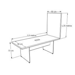 Mesa para Reunião Tampo 40mm - L2.00x P900 com Painel Tv com Caixa de Tomada Atacadão Dos Móveis - 5