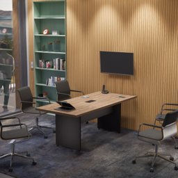 Mesa Para Reunião Tampo 40mm - L2.00x P900  Com Caixa de Tomada Atacadão Dos Móveis - 1
