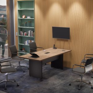 Mesa Para Reunião Tampo 40mm - L2.00x P900  Com Caixa de Tomada Atacadão Dos Móveis