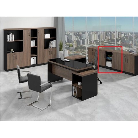 Mesa Escritório Plataforma 4 Lugares 180x120 - Cor: Castanho Tannat com Preto Onix