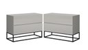 Ver imagem 1 de Conjunto 2 Mesa de Cabeceira Eros 60 Estilo Industrial Base Preta:Off White