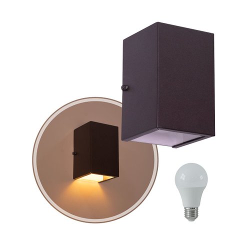 Arandela 1 Foco Média Alumínio Ext. Marrom + Led A60 Br. Quente St2769