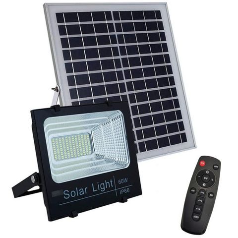 Holofote Refletor 60w À Prova D'Água Energia Solar com Painel Automático e Manual