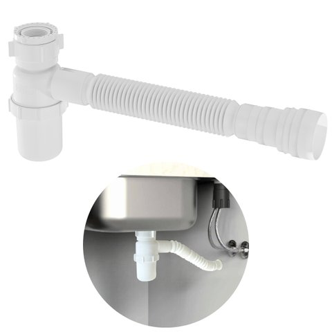 Sifão Sanfonado Com Copo 49cm Branco | Astra