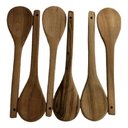 Ver imagem 2 de Kit 6 Colheres de Pau 25 Cm em Madeira Artesanal Teixeira:marrom-claro