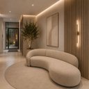 Ver imagem 1 de Sofá Zah 240 cm 4 Lugares Luxo Orgânico Curvo Bouclé Premium:Veludo Bege
