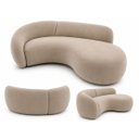 Ver imagem 4 de Sofá Zah 240 cm 4 Lugares Luxo Orgânico Curvo Bouclé Premium:Veludo Bege