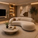 Ver imagem 3 de Sofá Zah 240 cm 4 Lugares Luxo Orgânico Curvo Bouclé Premium:Veludo Bege