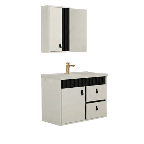 Conjunto Gabinete de Banheiro Laura Suspenso 80cm