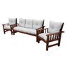 Conjunto Cancún Sofá 3 Lugares e Poltronas de Madeira Banco Super Resistente Liso Creme - 8