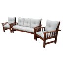 Ver mais imagens de Conjunto Cancún Sofá 3 Lugares e Poltronas de Madeira Banco Super Resistente Liso Creme