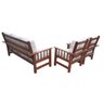Conjunto Cancún Sofá 3 Lugares e Poltronas de Madeira Banco Super Resistente Liso Creme - 2