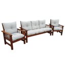 Ver imagem 7 de Conjunto Cancún Sofá 3 Lugares e Poltronas de Madeira Banco Super Resistente Liso Creme